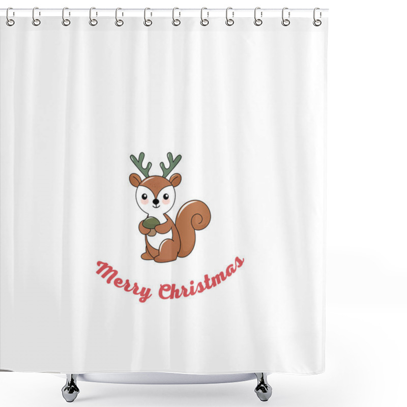 Personality  Cute Cartoon-style Christmas Illustration. A Set Of Festive Items: Santa Claus, Christmas Tree, Gifts, Christmas Tree Toy, Polar Bear With A Bag Of Gifts, Reindeer, Lollipop, Snow Globe With Fireplace, Christmas Sock With Gifts. Bright And Colorful E Shower Curtains