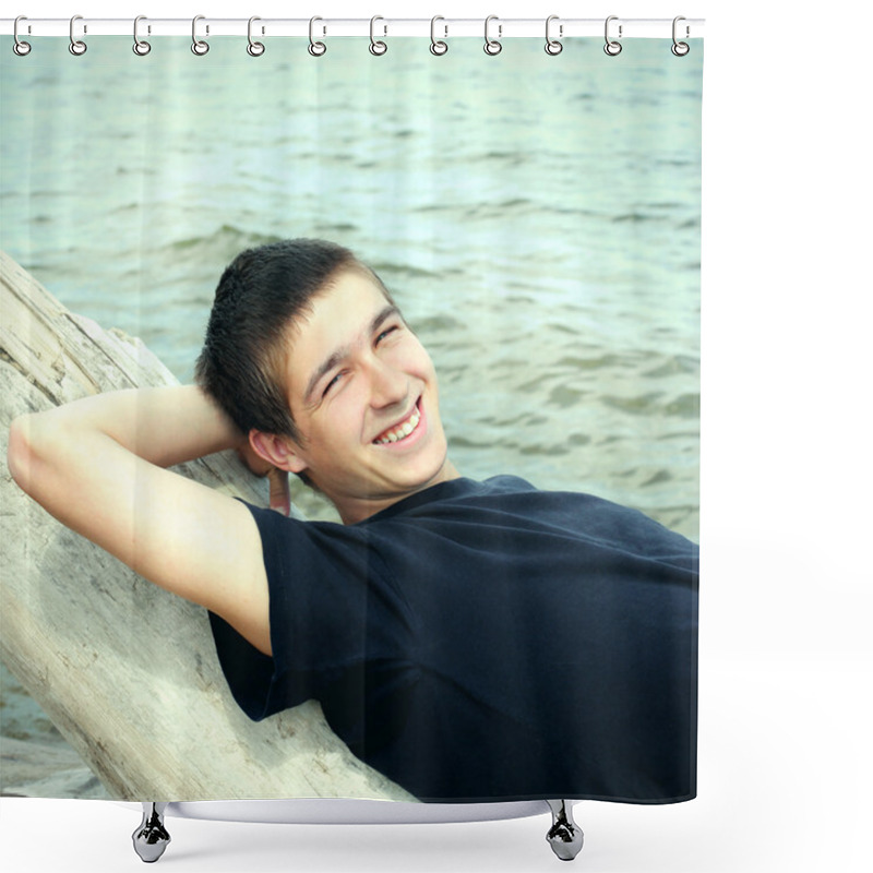 Personality  Young Man At Seaside Shower Curtains