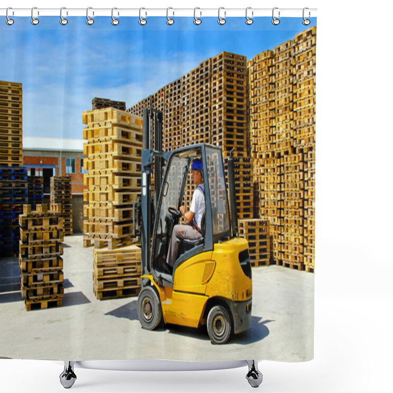 Personality  Forklift Pallet Shower Curtains