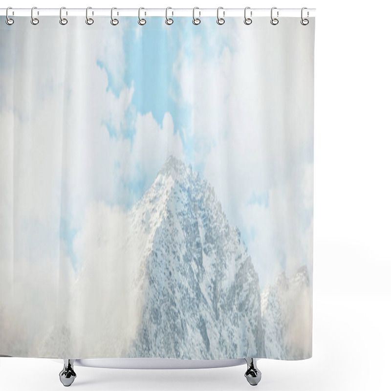 Personality  Scenic View Of Snowy Mountain Range Shower Curtains