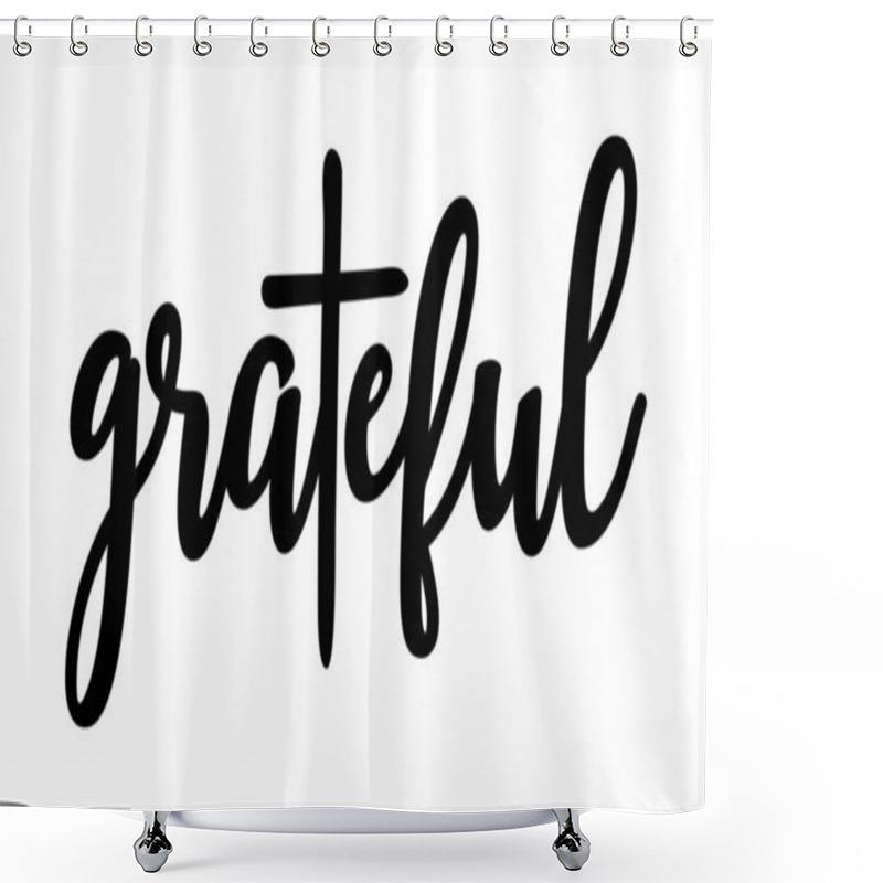 Personality  Vector Grateful Text With Christian Cross Shower Curtains