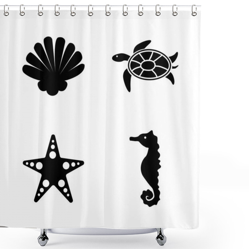 Personality  Marine Life. Simple Related Vector Icons Shower Curtains