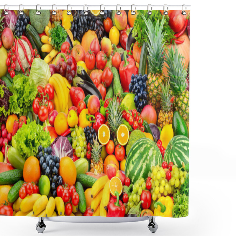 Personality  Assorted Fresh Ripe Fruits And Vegetables. Food Concept Backgrou Shower Curtains