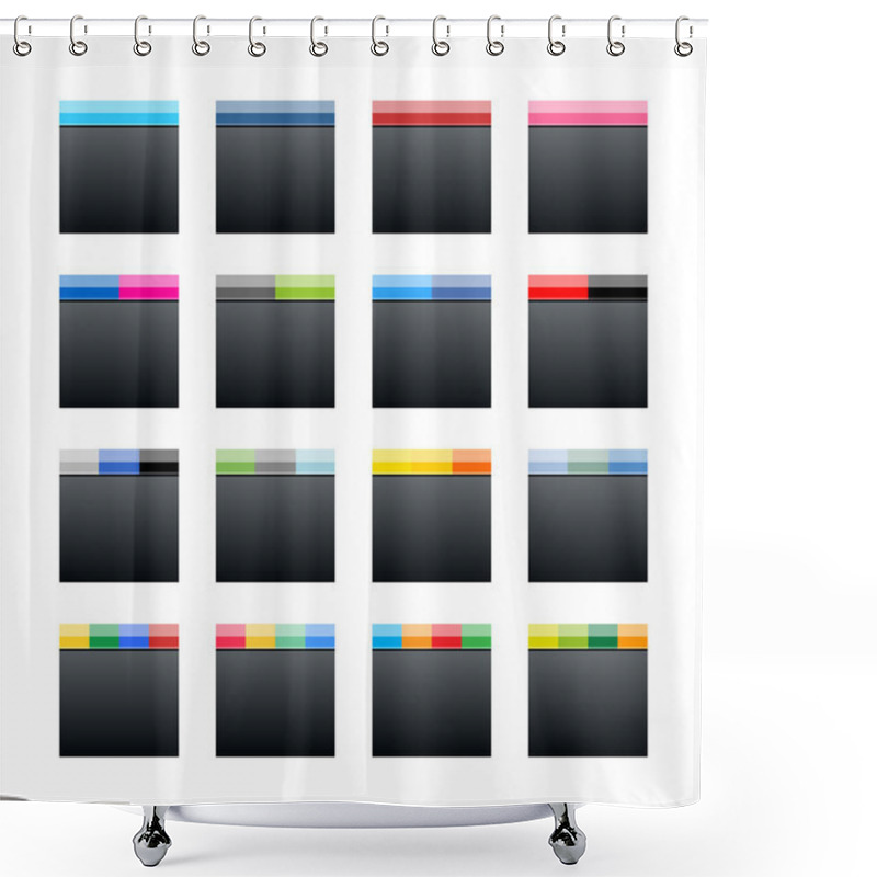 Personality  Simple Popular Social Networks Icon. Black Square Shape Internet Button With Popular Colors Striped Lines On White Background. Shower Curtains