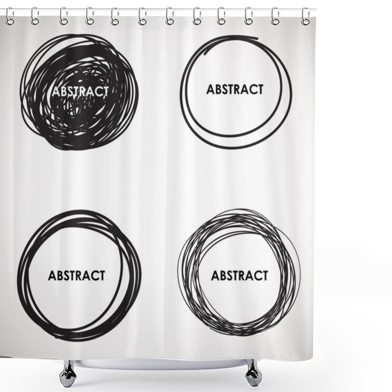 Personality  Grunge Circle Brush Strokes Set. Vector Design.  Shower Curtains