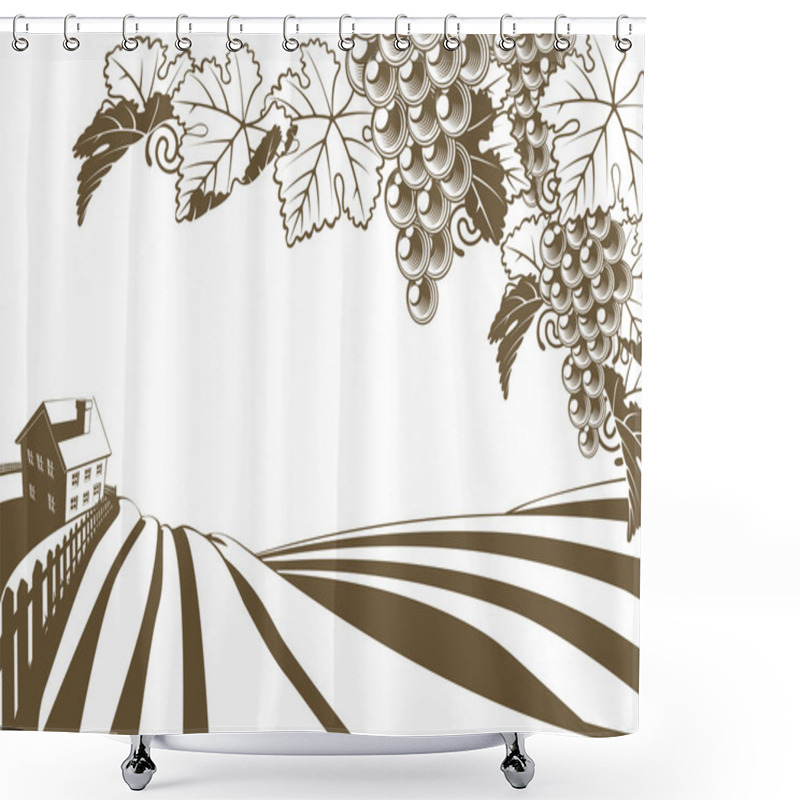 Personality  Vineyard Grapevine Farm Illustration Shower Curtains