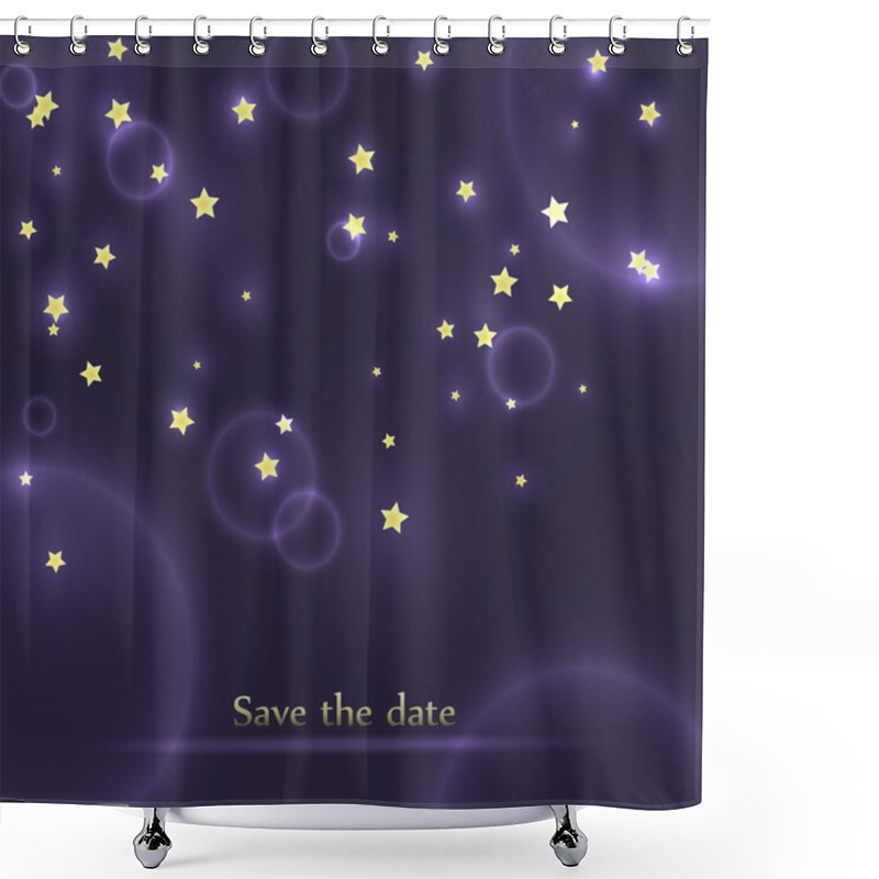 Personality  Save The Date With Cute Stars And Space Pattern On The Dark Cosmic Background Shower Curtains