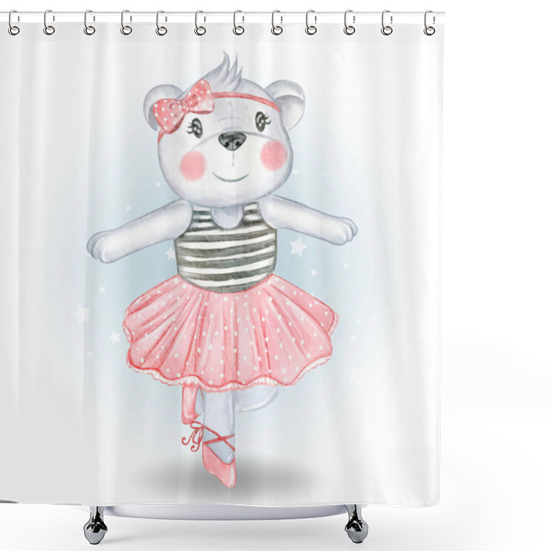 Personality  Baby Bear Dancing Ballerina Shower Curtains