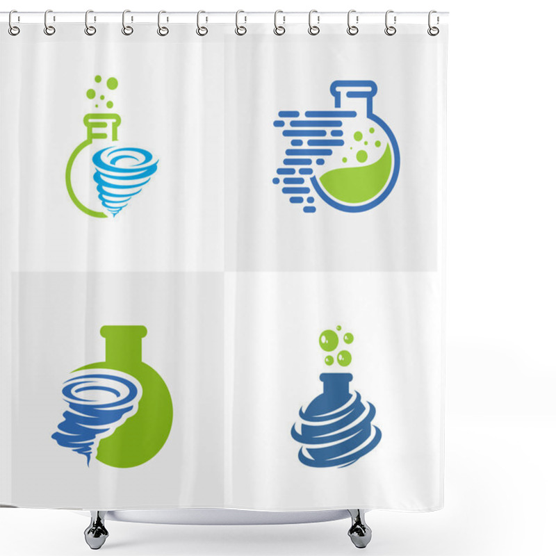 Personality  Set Of Lab Tornado Logo Vector Template, Creative Twister Logo Design Concepts, Icon Symbol, Illustration Shower Curtains