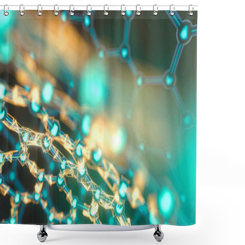 Personality  Cells And Biological Chain,molecules And Abstract Conception,3d Rendering. Shower Curtains