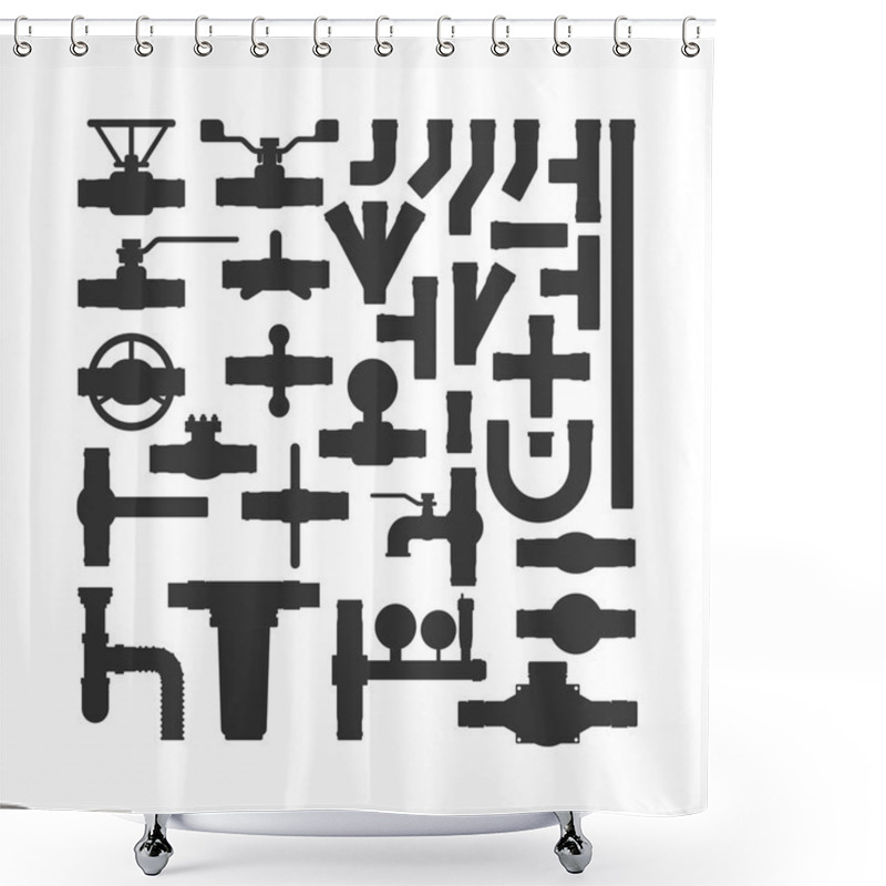 Personality  Pipes Vector Set. Shower Curtains