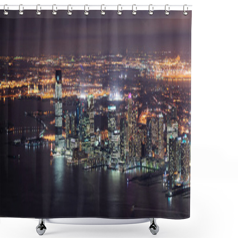 Personality  New Jersey Night Panorama From New York City Manhattan Shower Curtains