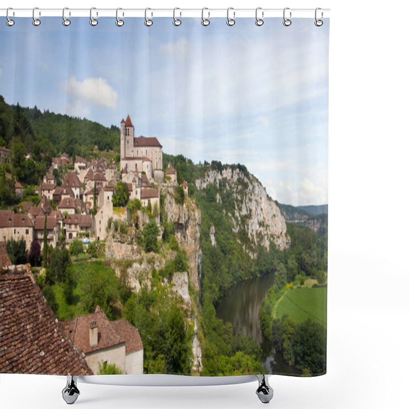 Personality  The Historic Clifftop Village Tourist Attraction Of St Cirq Lapopie In The Lot, Midi Pyrenees, France, Europe Shower Curtains