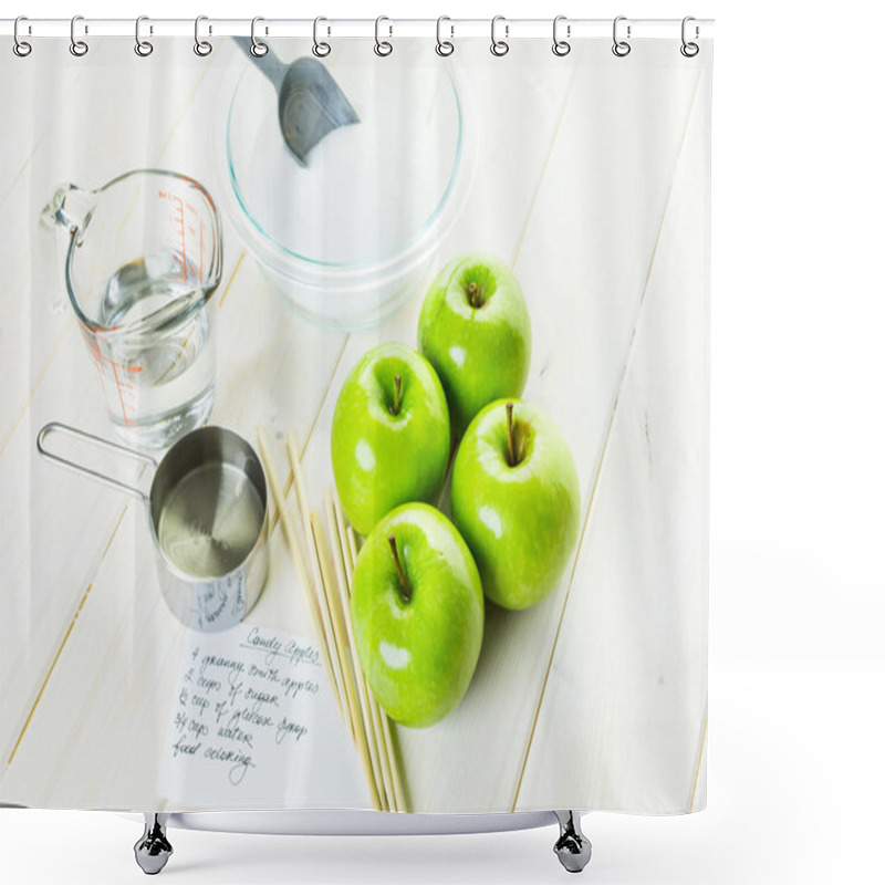 Personality  Preparing Homemade Black Candy Apples Shower Curtains