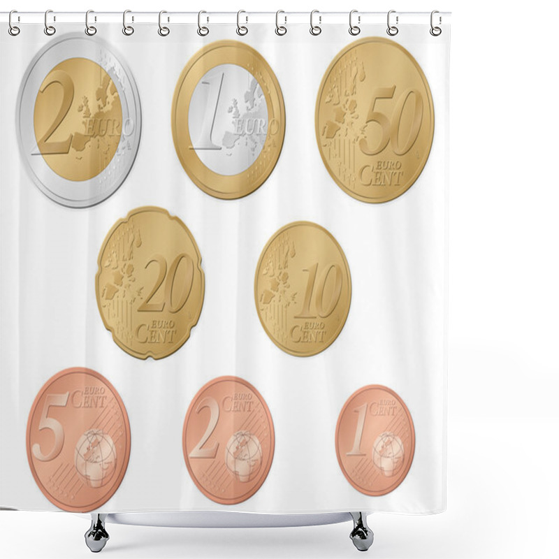 Personality  Euro Coins Shower Curtains