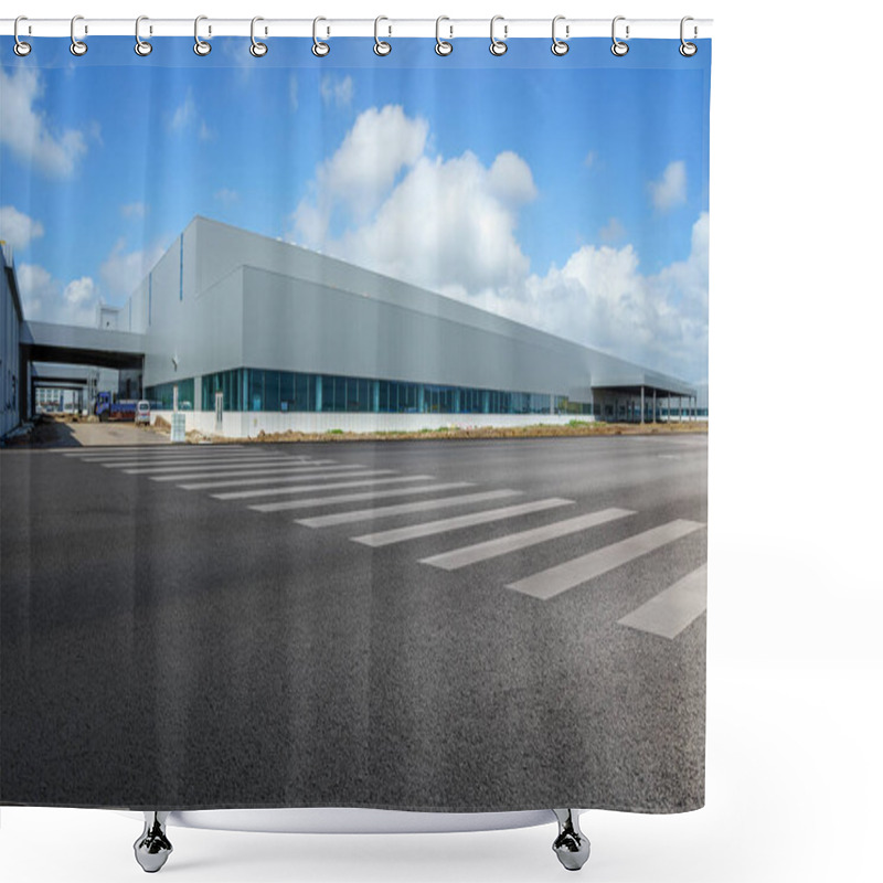 Personality  Road Asphalt Pavement And Modern Factory Warehous Shower Curtains