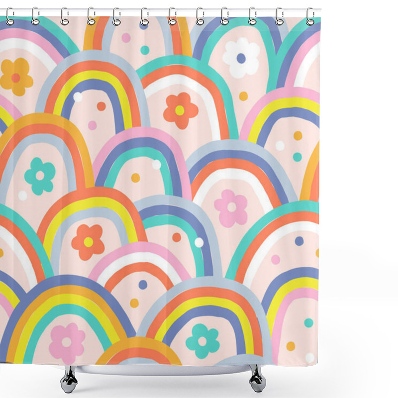 Personality  Boho Baby Summer Rainbow Vector Seamless Pattern. Shower Curtains