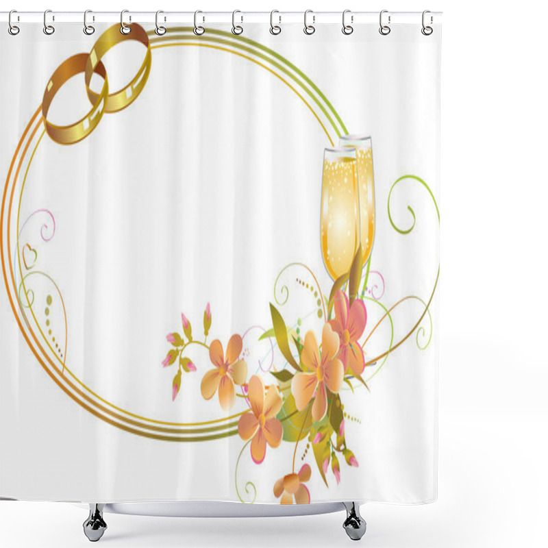 Personality  Frame With Wedding Rings Shower Curtains