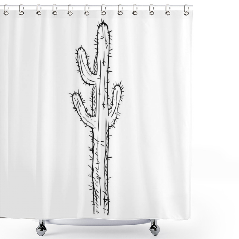 Personality  Single Sketch Cacti Shower Curtains