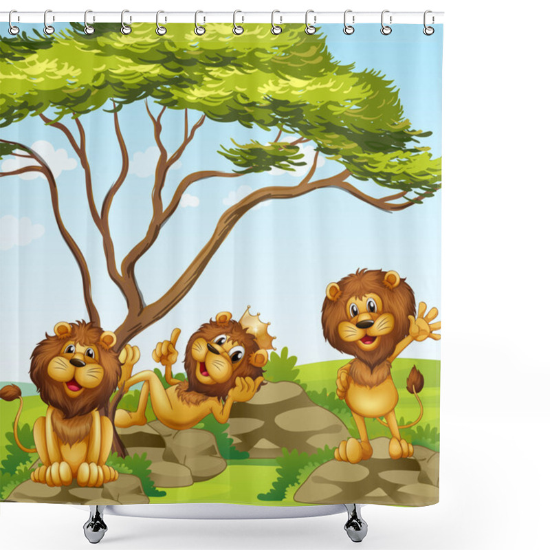 Personality  A Group Of Lions Shower Curtains