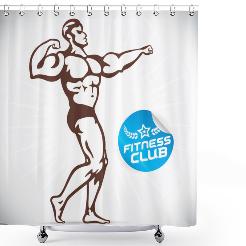 Personality  Attractive Bodybuilder Illustration Shower Curtains