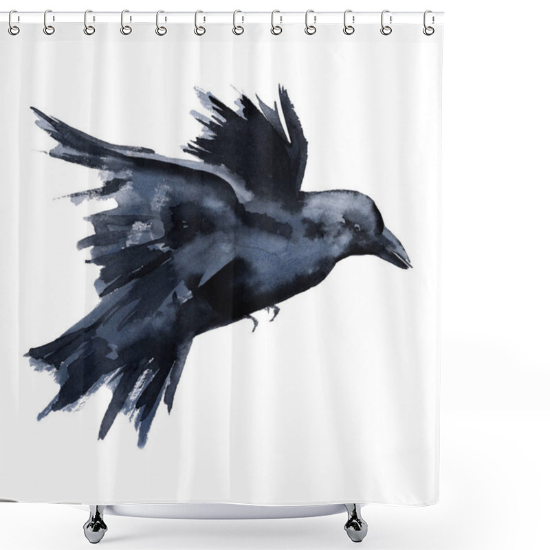 Personality  Black Raven. Isolated On White Background.  Shower Curtains