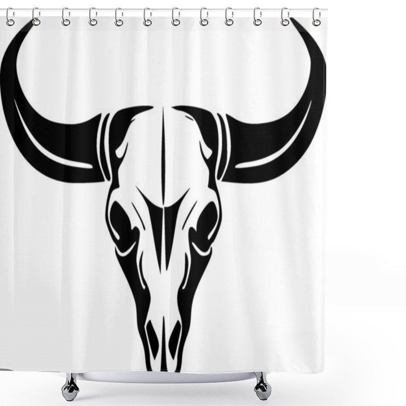 Personality  Cow Skull - Minimalist And Flat Logo - Vector Illustration Shower Curtains