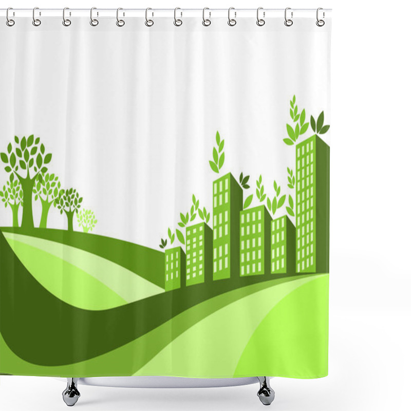 Personality  Green City Shower Curtains