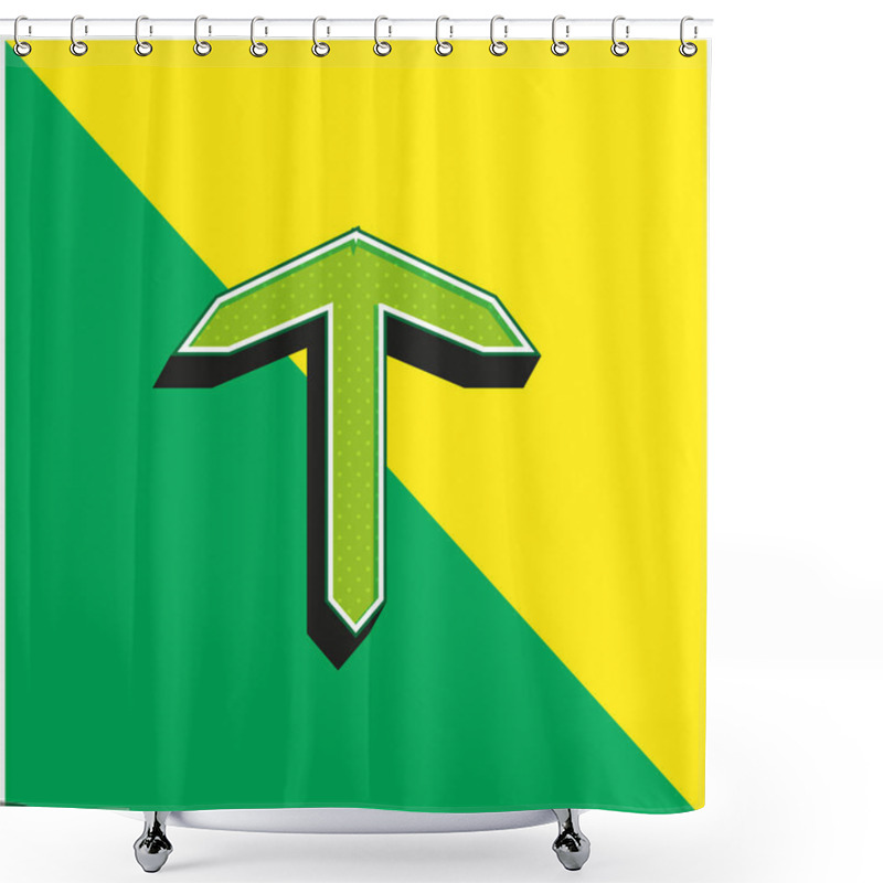 Personality  Boat Anchor Green And Yellow Modern 3d Vector Icon Logo Shower Curtains