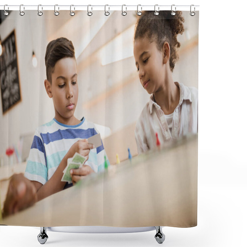 Personality  Afro Kids Playing Board Game Shower Curtains