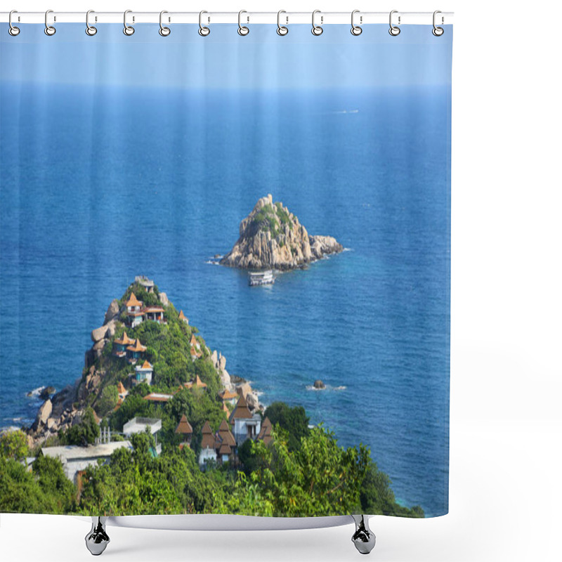 Personality  Beautiful Island & Landscape Along The Coast Looking Towards Shark Island, Koh Tao, Thailand. Shower Curtains