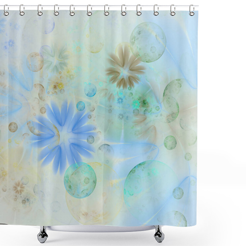 Personality  Translucent, Soft And Tender Flowers And Pastel Bubble Texture (flower Abstract Pattern Computer Generated Fractal With Floral Elements) Shower Curtains