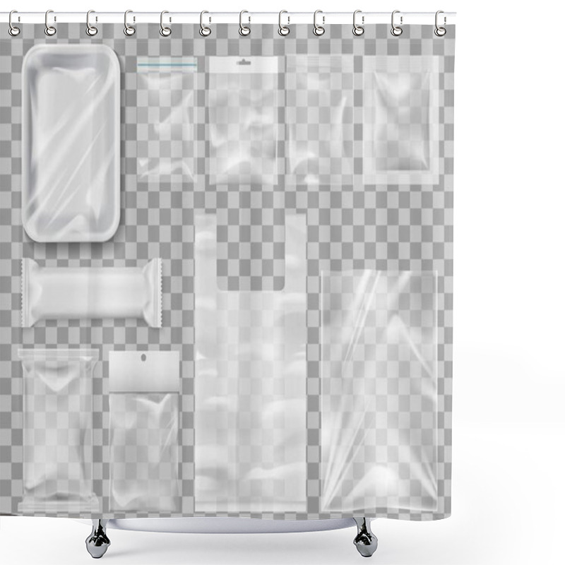 Personality  Plastick Package, Packs And Containers. Vector Shower Curtains