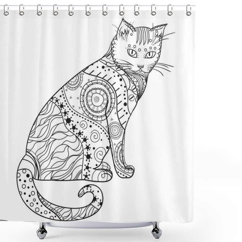 Personality  Cat. Design Zentangle. Shower Curtains