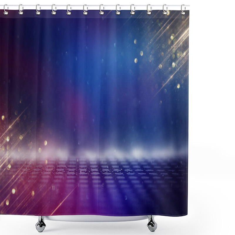 Personality  Futuristic Retro Background Of The 80`s Retro Style. Digital Or Cyber Surface. Neon Lights And Geometric Pattern Shower Curtains