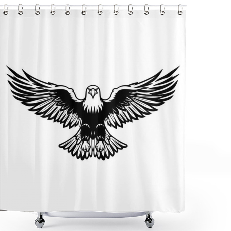 Personality  Illustration Of Bald Eagle In Black And White Style. Vector. Shower Curtains