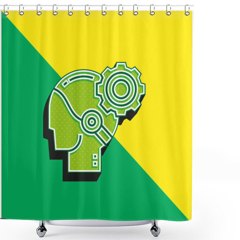 Personality  AI Green And Yellow Modern 3d Vector Icon Logo Shower Curtains