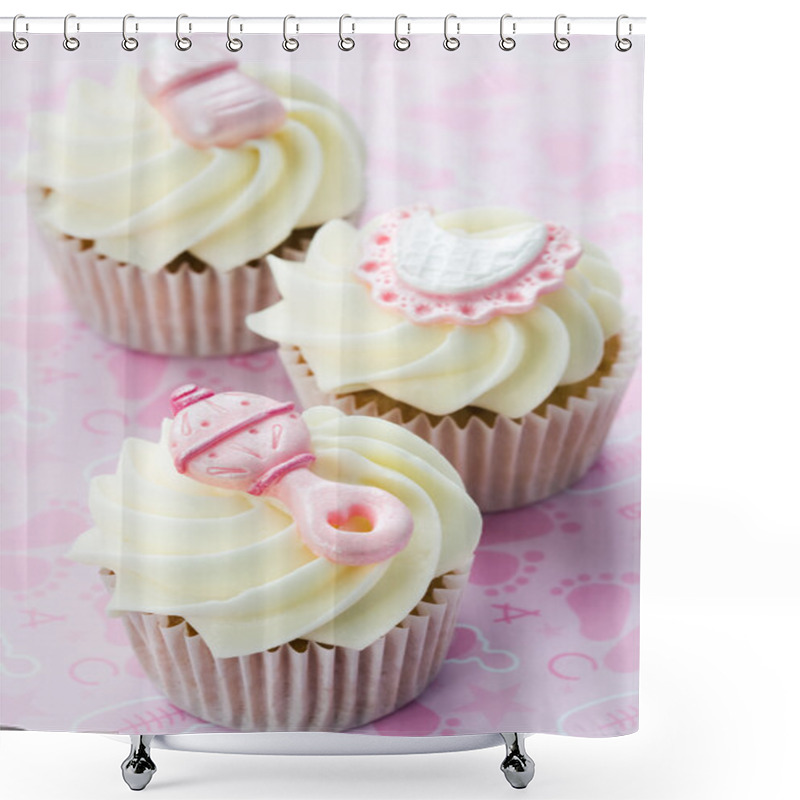 Personality  Cupcakes For A Baby Shower Shower Curtains