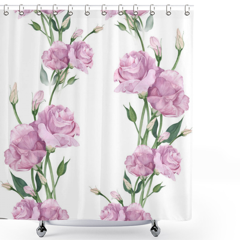 Personality  Eustoma - Flowers And Buds. Collage Of Flowers, Leaves And Buds  Shower Curtains