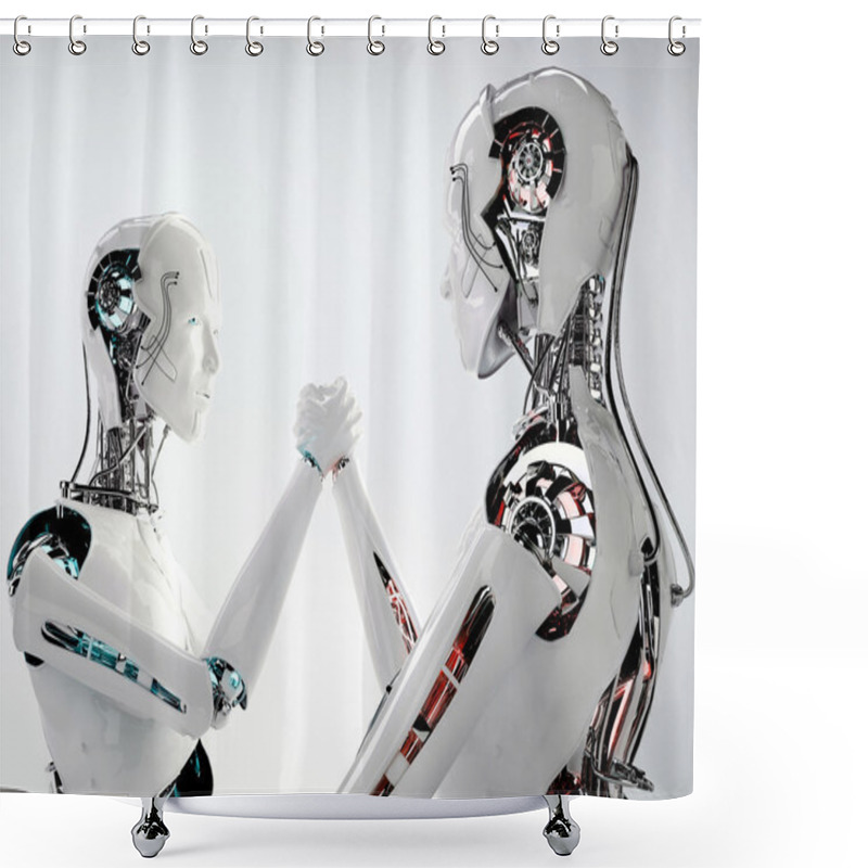 Personality  Robot Android Men In Competition Shower Curtains