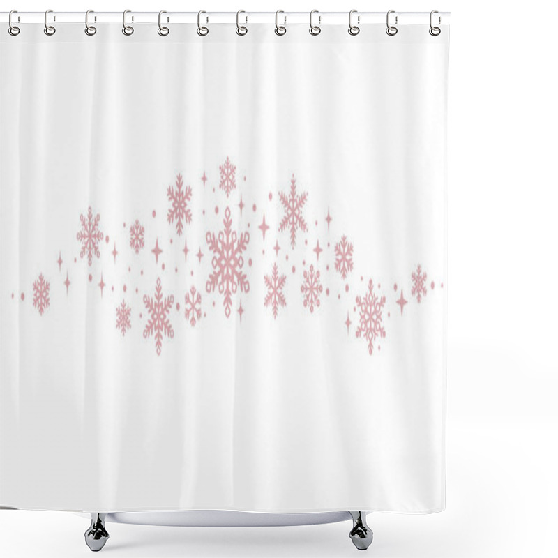 Personality  Pink Snowflake Wave Banner, Holiday Clip Art Illustration, Vector Decoration Element Shower Curtains