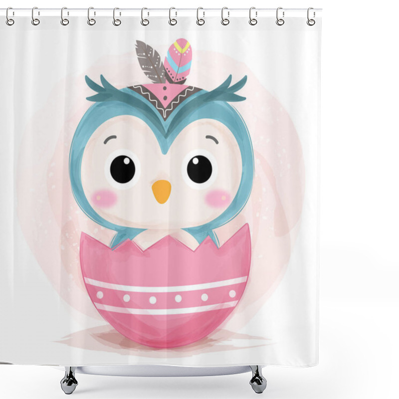 Personality  Cute Owl Illustration, Animal Clipart, Baby Shower Decoration, Woodland Illustration. Shower Curtains