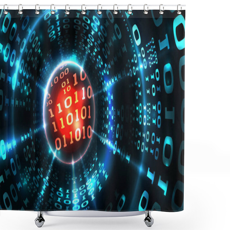 Personality  Abstract Computer Data Background Programming Binary Code, Data Stream, Abstract Firewall. Hacking Computer System, Database, Internet Server With Virus, Malicious Code. Vector Illustration Shower Curtains