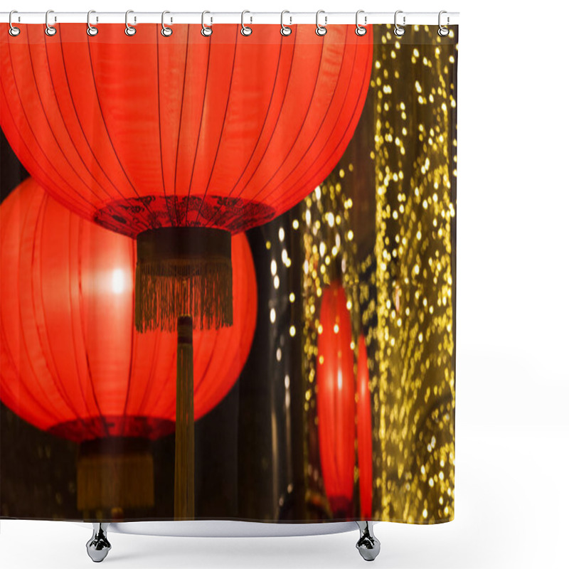 Personality  Red Chinese Lantern At Mid-Autumn Festival Shower Curtains