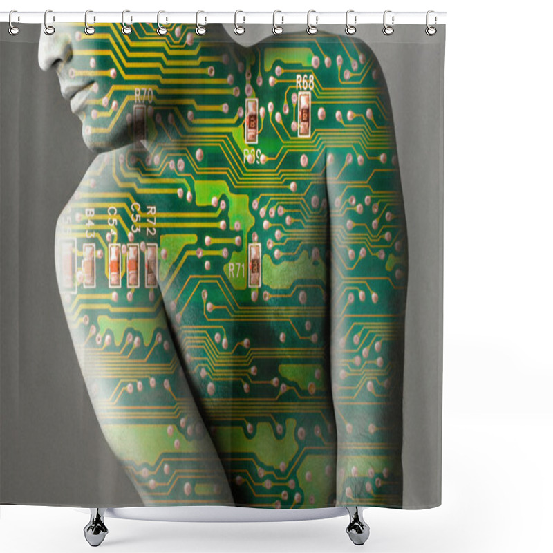 Personality  Artificial Inteligence - Robot Or Human Being - Cyborg Shower Curtains