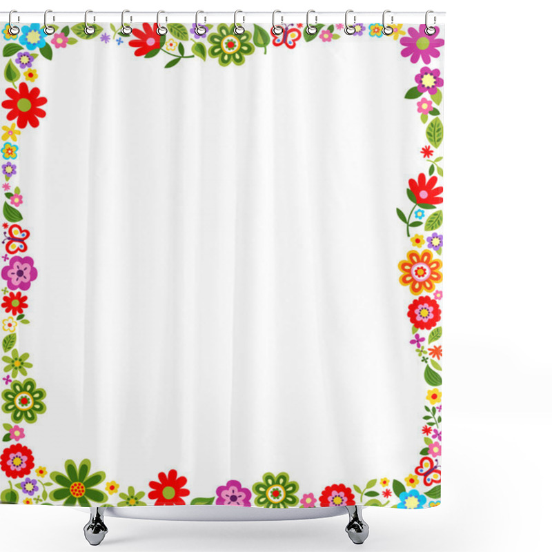 Personality  Floral Pattern Border Frame Shower Curtains