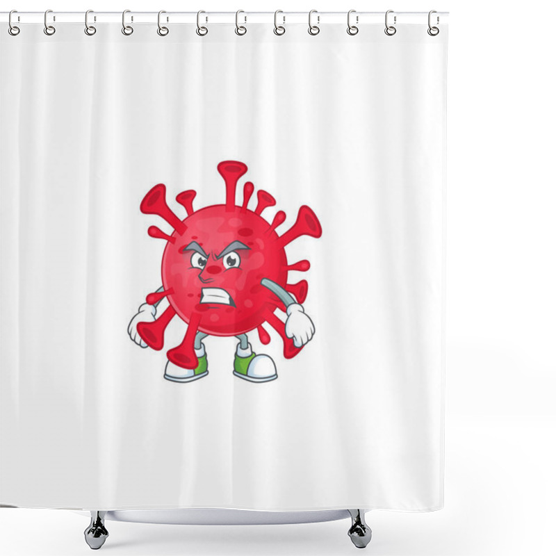 Personality  Charming Coronavirus Amoeba Mascot Design Style Waving Hand Shower Curtains