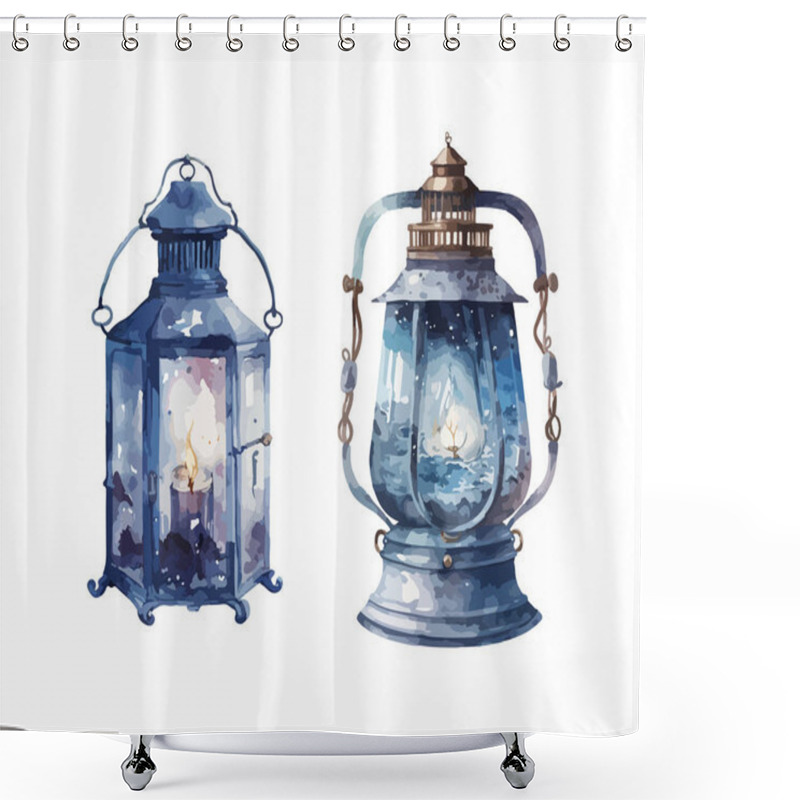 Personality  Sea Lantern Clipart, Isolated Vector Illustration. Shower Curtains