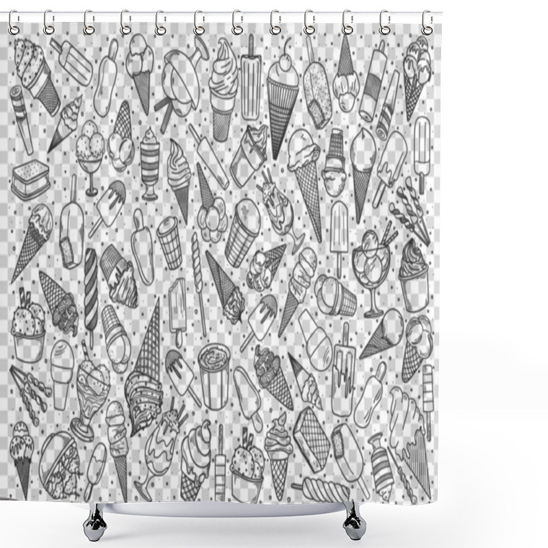 Personality  Ice Cream Doodle Set Shower Curtains