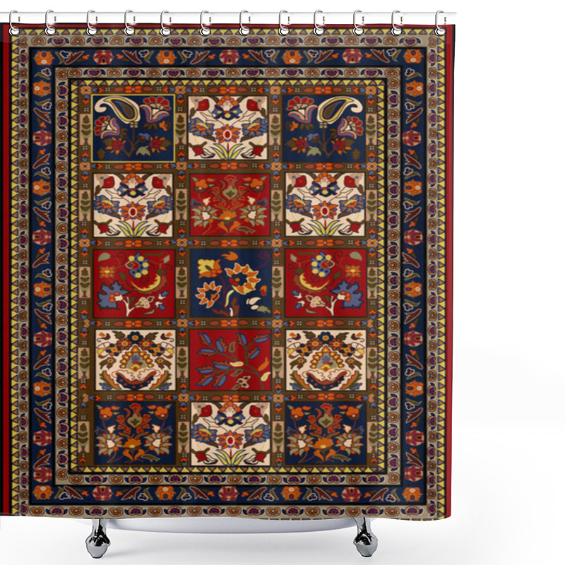 Personality  Illustrated Persian Carpet Original Design, Tribal Texture.  Shower Curtains